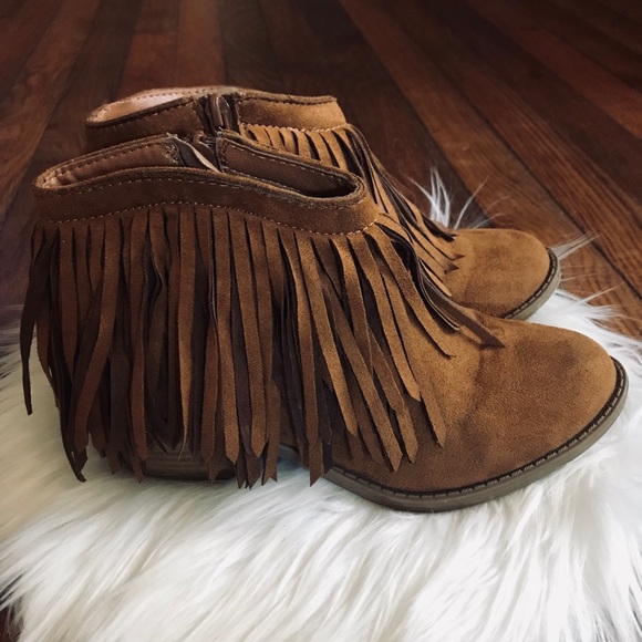 Brown suede fringe Soda Booties - Picture 2 of 8